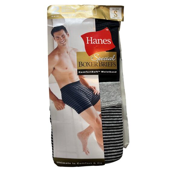 10-2 HANES Men's Underwear Button Fly Boxer Briefs 2-PACK 100% Cotton Small - Picture 1 of 6